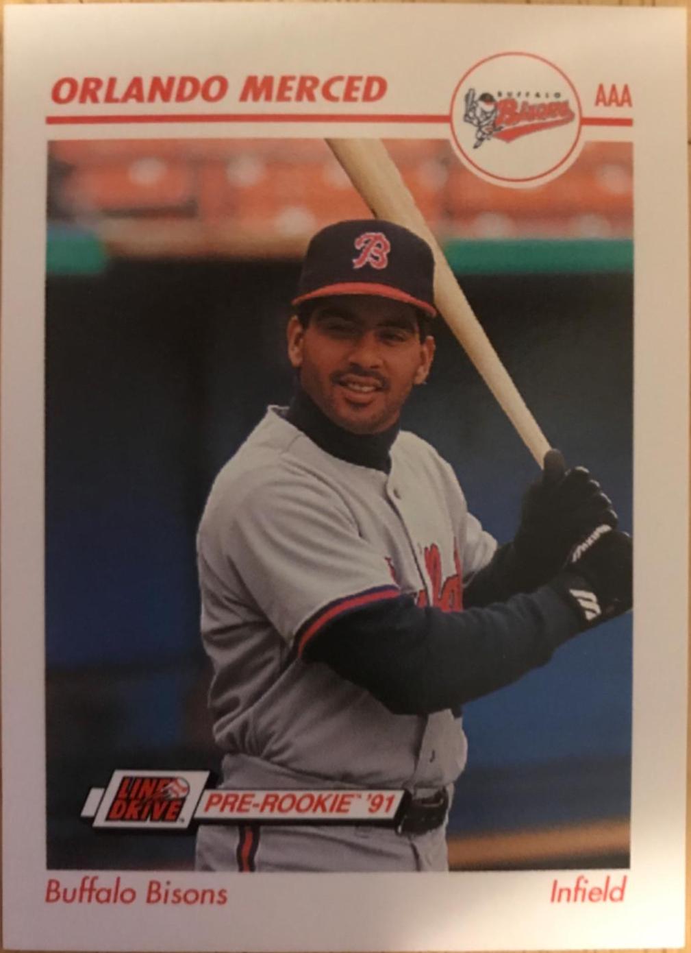 Orlando Merced #35 Baseball Cards 1991 Impel Line Drive