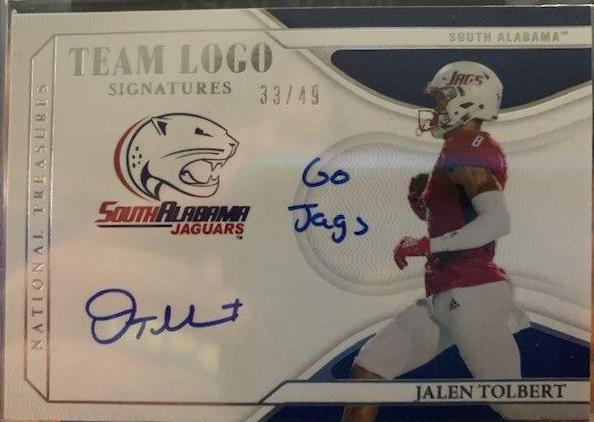 Jalen Tolbert #TL-JTO Football Cards 2022 Panini National Treasures Collegiate Team Logo Signatures