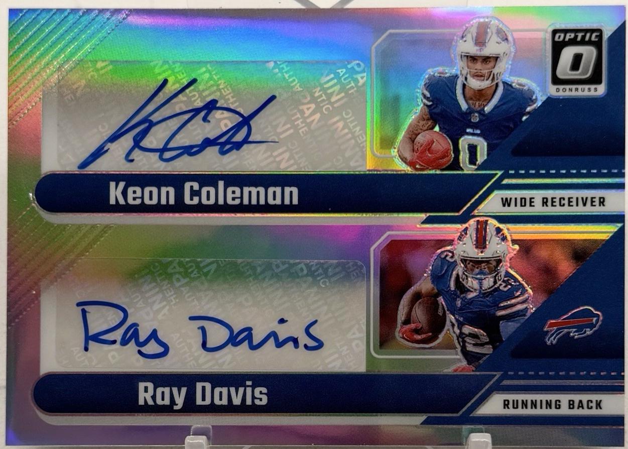 Keon Coleman / Ray Davis #RDA-BUF Football Cards 2024 Panini Donruss Optic Rookie Dual Autograph