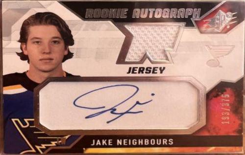 Jake Neighbours #JN Hockey Cards 2021 SPx Rookie Auto Jersey