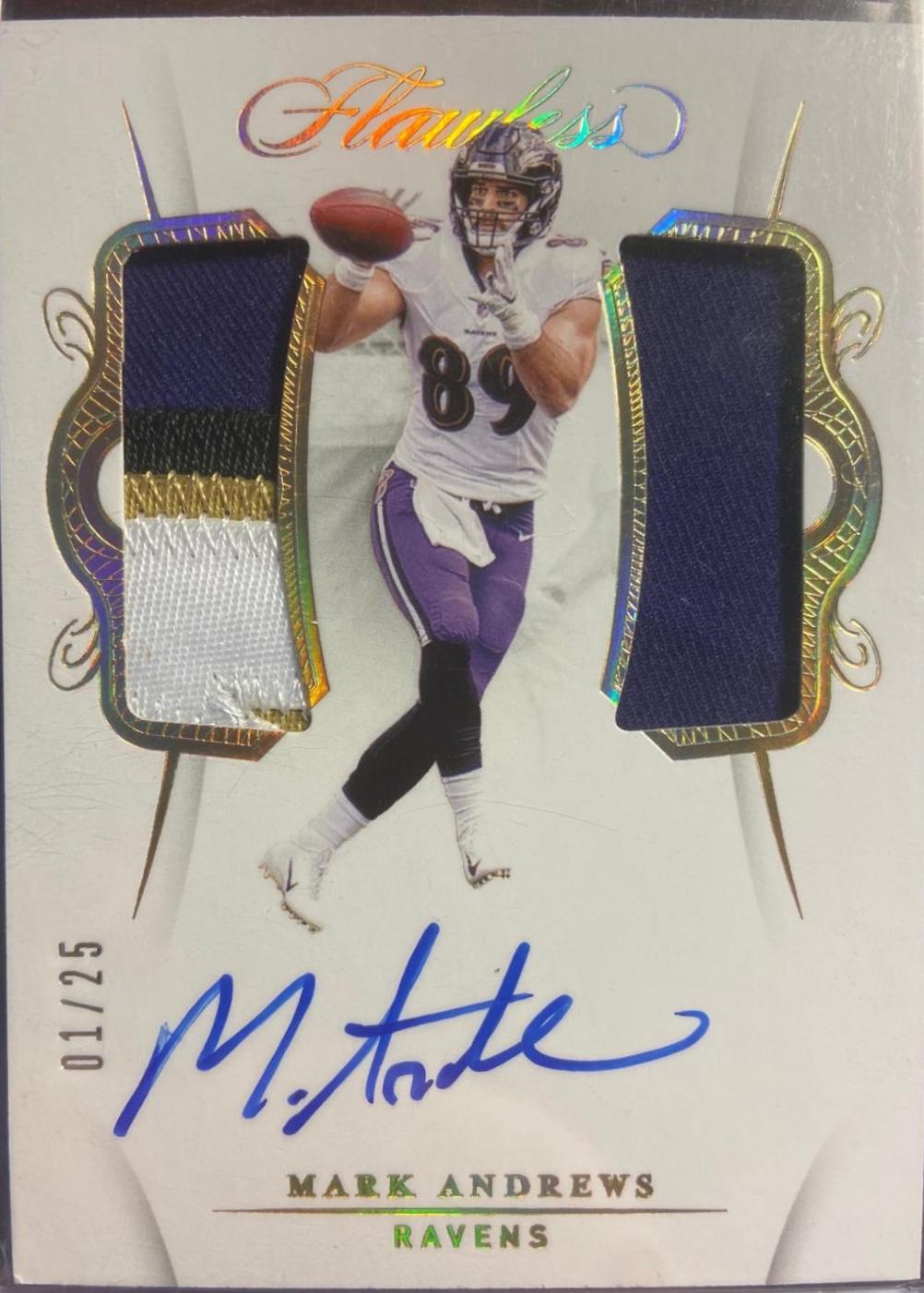 Mark Andrews #DPA-MAA Football Cards 2020 Panini Flawless 2019 Dual Patch Autographs