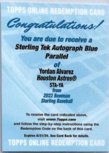 Yordan Alvarez [Blue] #STA-YA