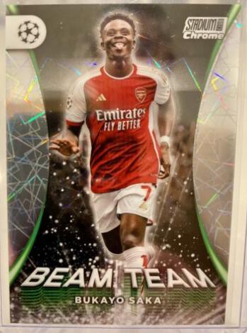 Bukayo Saka #BT-BS Soccer Cards 2023 Topps Stadium Club Chrome UEFA Beam Team