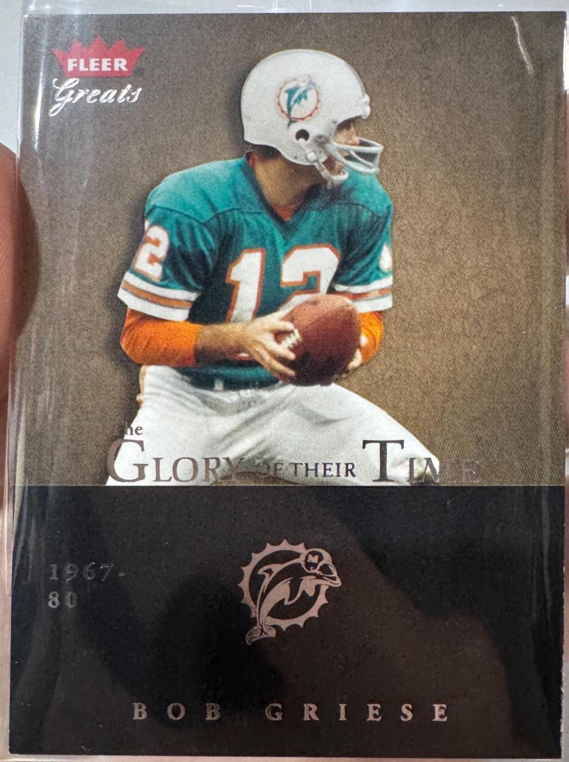 Bob Griese #20 2004 Fleer Greats Of The Game Glory Of Their Time Football