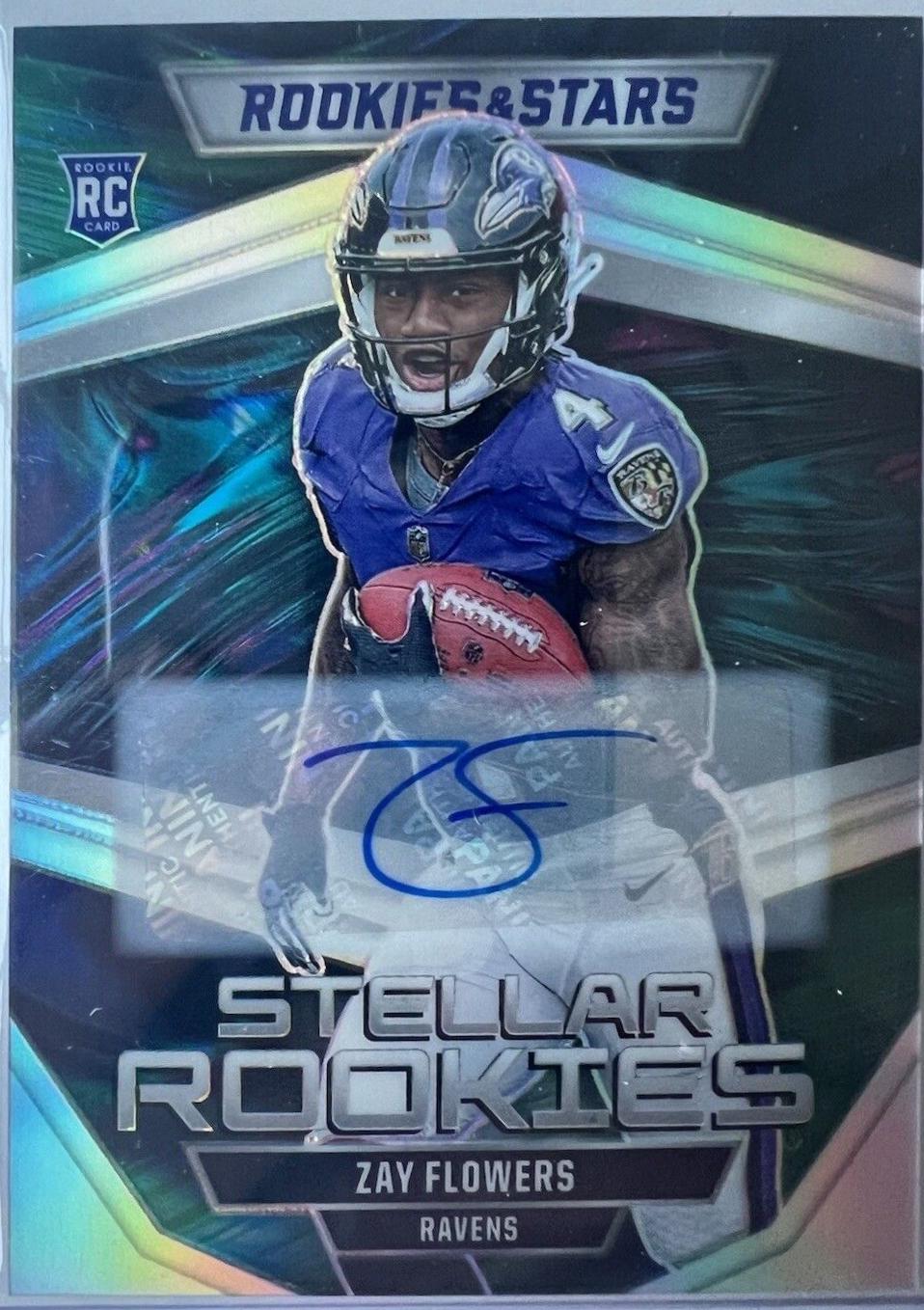 Zay Flowers #SR-2 Football Cards 2023 Panini Rookies & Stars Stellar Rookie Signature