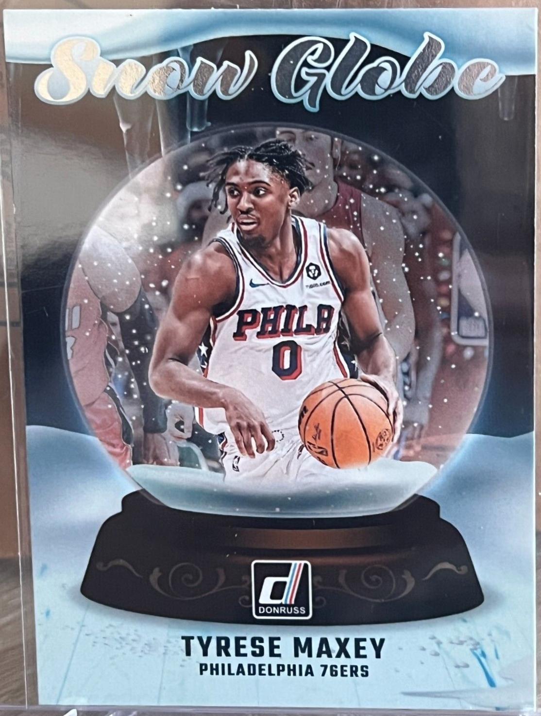 Tyrese Maxey #5 Basketball Cards 2024 Panini Donruss Snow Globe