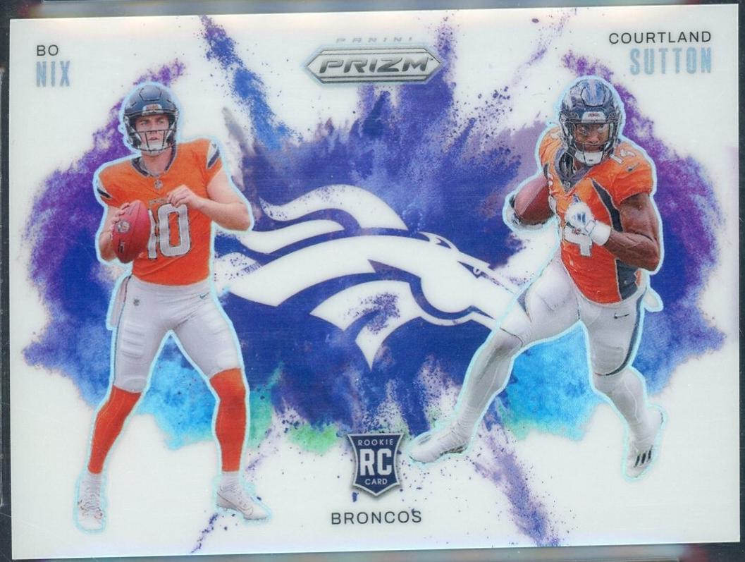 Bo Nix / Courtland Sutton #15 Football Cards 2024 Panini Prizm Color Blast Dual