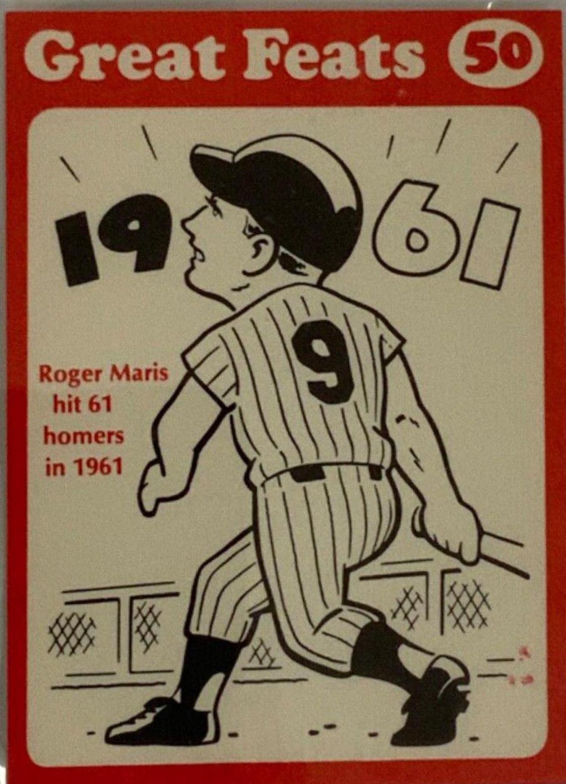 1972 Laughlin Great Feats Roger Maris [Red Border] #50 card