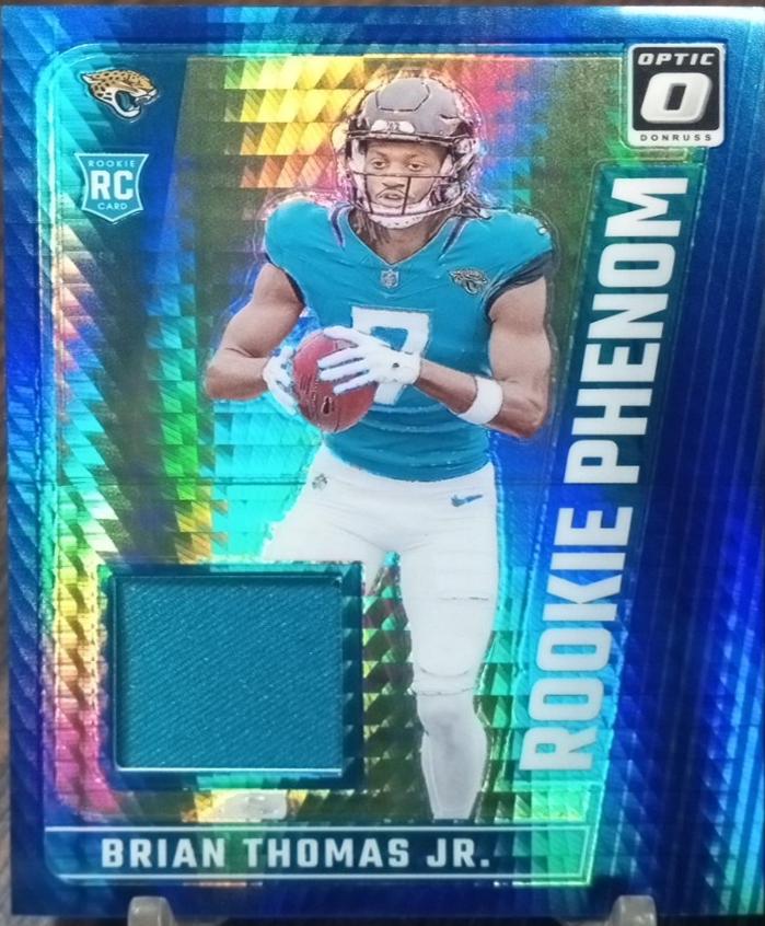 Brian Thomas Jr. #RPB-BTJ Football Cards 2024 Panini Donruss Optic Rookie Phenom Blue Hyper