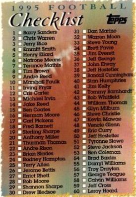 Checklist 1-120 #247 Football Cards 1995 Topps