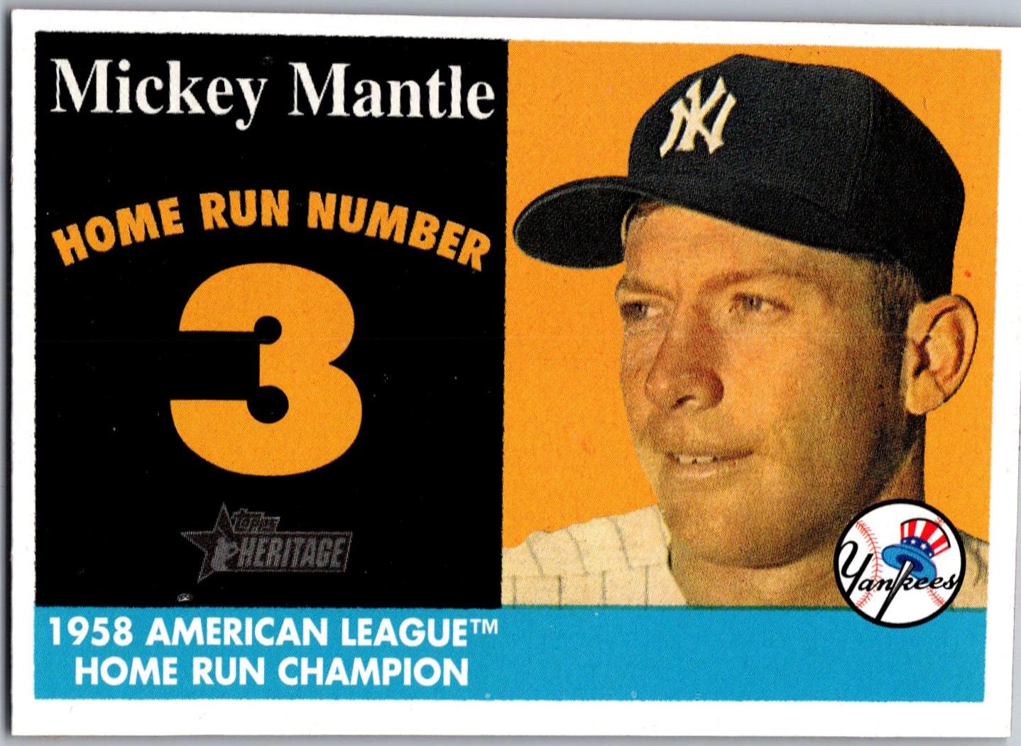Mickey Mantle #MHRC31 Baseball Cards 2007 Topps Heritage 1958 Home Run Champion