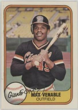 Max Venable #443 Baseball Cards 1981 Fleer