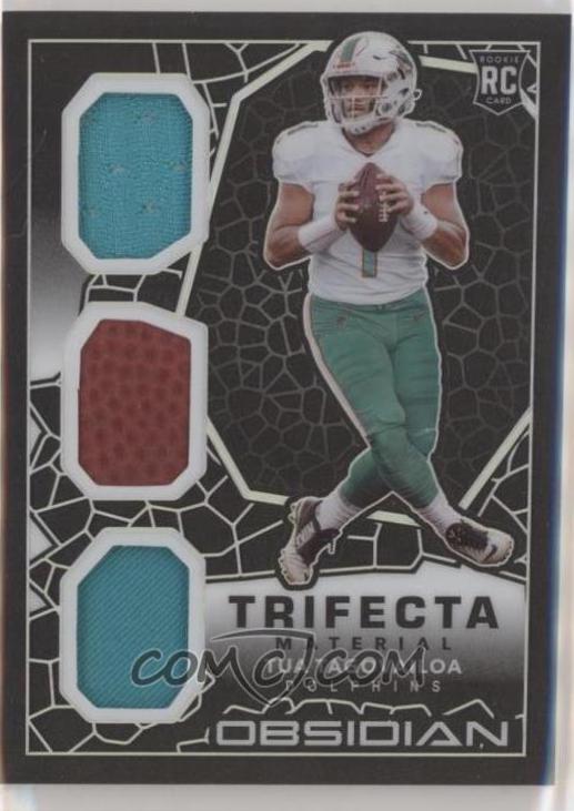 Tua Tagovailoa #TM3 Football Cards 2020 Panini Obsidian Trifecta Material