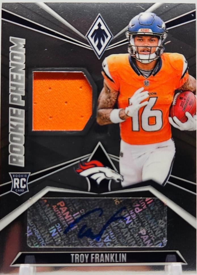 Troy Franklin #RPJA-TFN Football Cards 2024 Panini Phoenix Rookie Phenoms Jersey Autograph