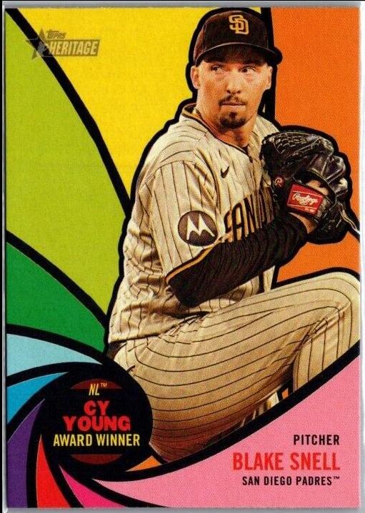 Blake Snell #AW-4 Baseball Cards 2024 Topps Heritage Award Winners