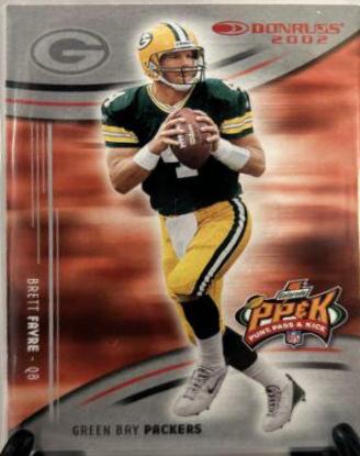 Brett Favre #4 of 10 Football Cards 2002 Panini Donruss Punt, Pass, & Kick