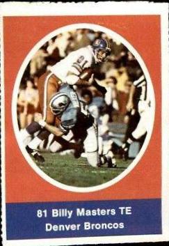 Billy Masters Football Cards 1972 Sunoco Stamps
