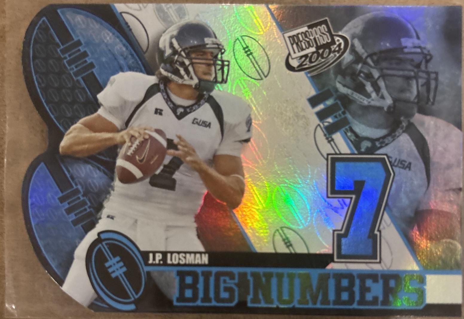 J.P. Losman #BN14 Football Cards 2004 Press Pass Big Numbers