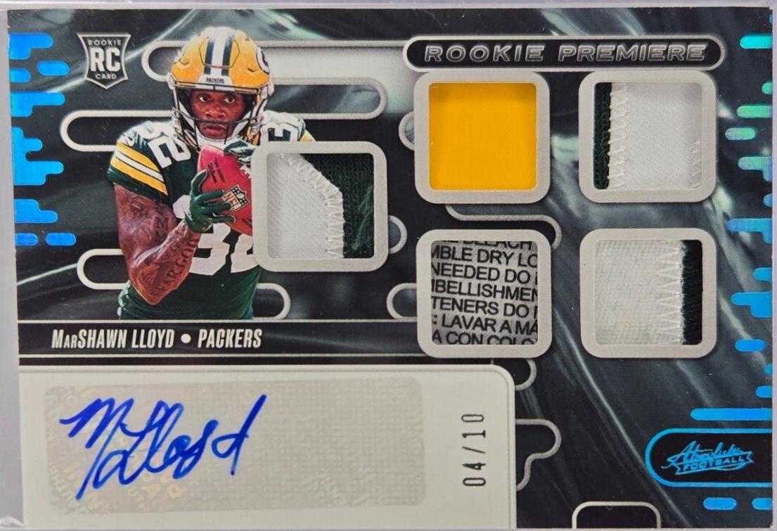 MarShawn Lloyd #RPMA-MLD Football Cards 2024 Panini Absolute Rookie Premiere Quad Materials Auto