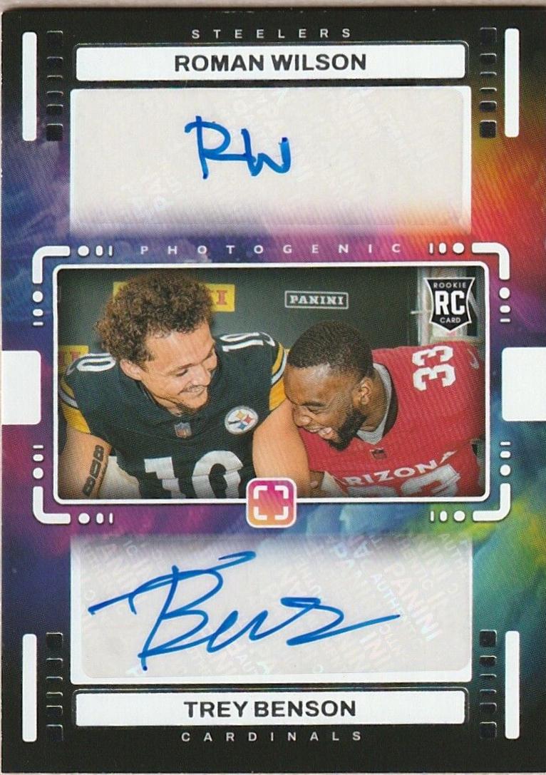 Roman Wilson / Trey Benson #PBO-RWTB Football Cards 2024 Panini Photogenic Rookie Photo Bomb Autograph