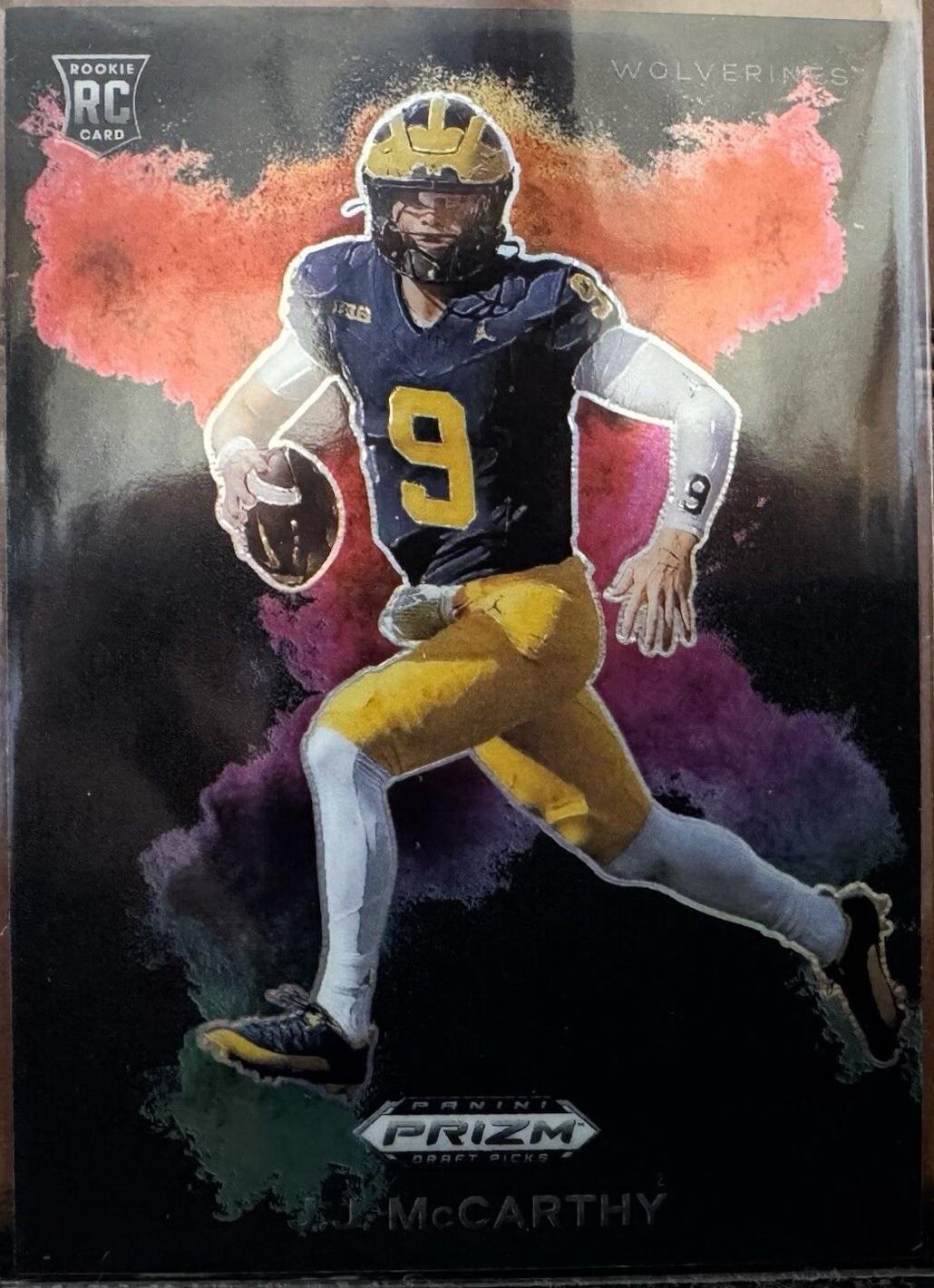 J.J. McCarthy #CB-7 Football Cards 2024 Panini Prizm Draft Picks Color Blast