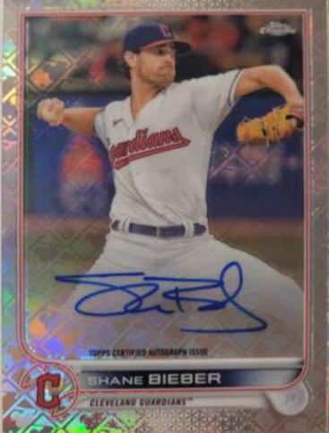 Shane Bieber #CA-SB 2022 Topps Chrome Logofractor Autographs Baseball