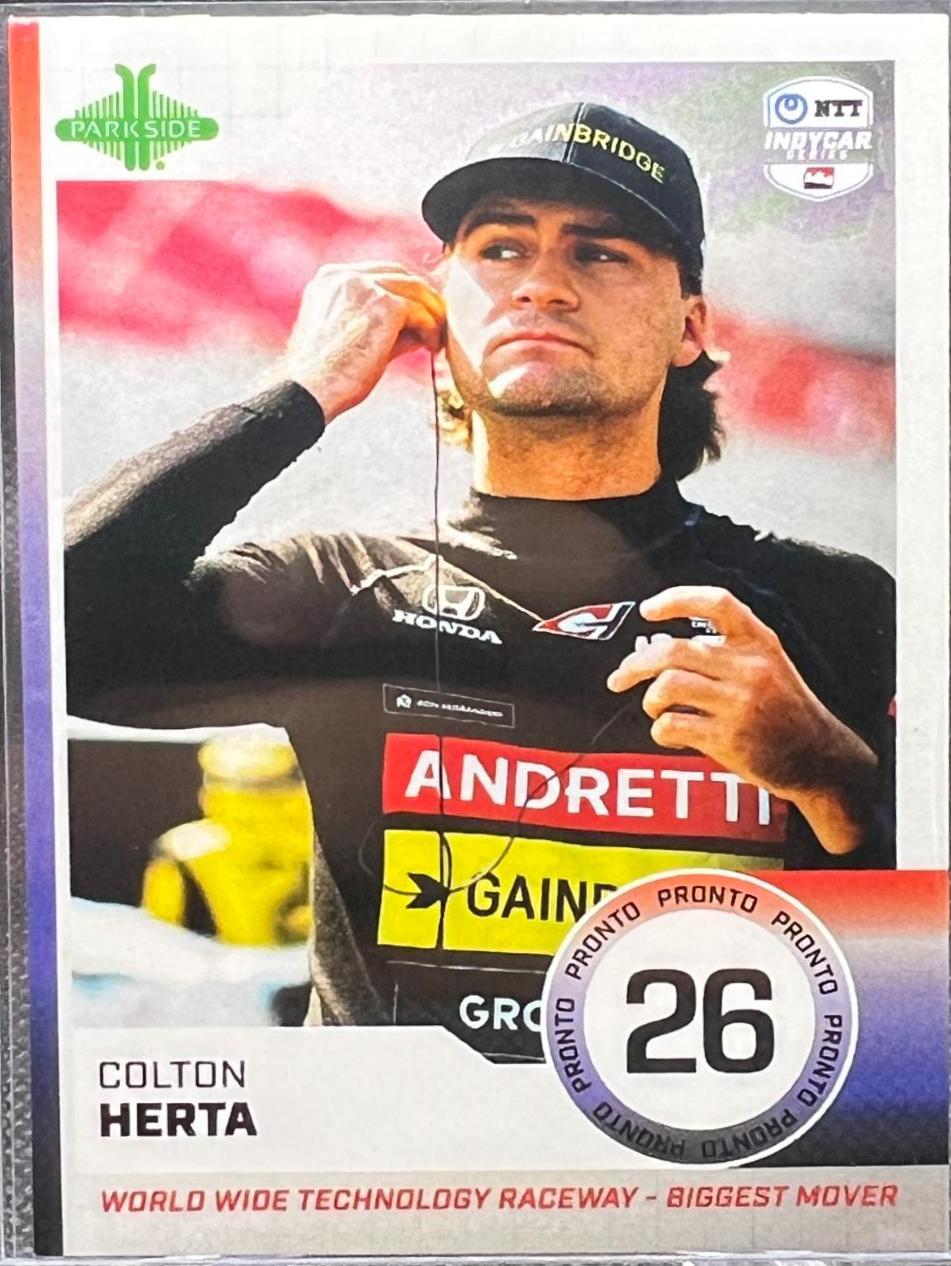 Colton Herta - WWT Raceway - Biggest Mover #PRONTO-96 Racing Cards 2024 Parkside NTT IndyCar