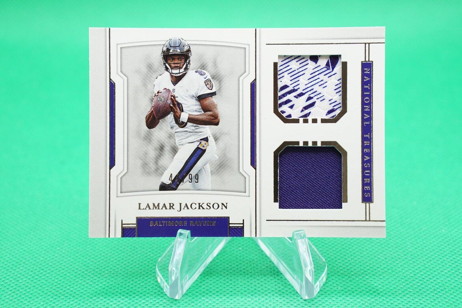 Lamar Jackson Football Cards 2018 National Treasures Rookie Dual Materials