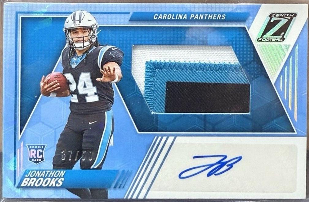 Jonathon Brooks #226 Football Cards 2024 Panini Zenith Rookie Patch Autographs Ice