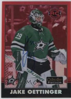 Jake Oettinger #R-75 Hockey Cards 2021 O-Pee-Chee Platinum 2020 Update Retro Red Rainbow Autograph