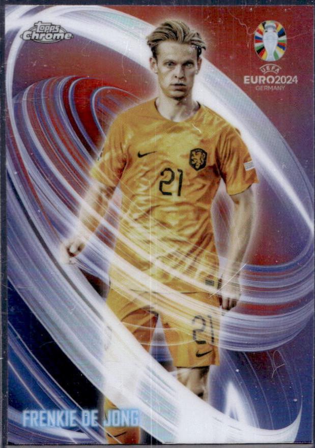 Frenkie de Jong #NN-24 Soccer Cards 2024 Topps Chrome UEFA Euro Neon Nations