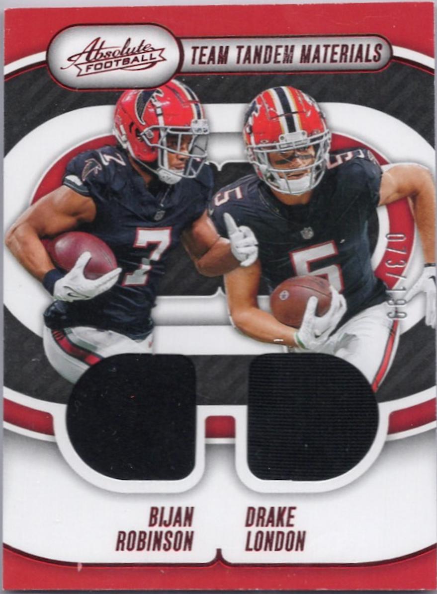 Bijan Robinson / Drake London #TTM-ATL Football Cards 2024 Panini Absolute Team Tandem Materials