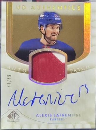 Alexis Lafreniere #UDAP-AL Hockey Cards 2023 SP Authentic UD Auto Patch