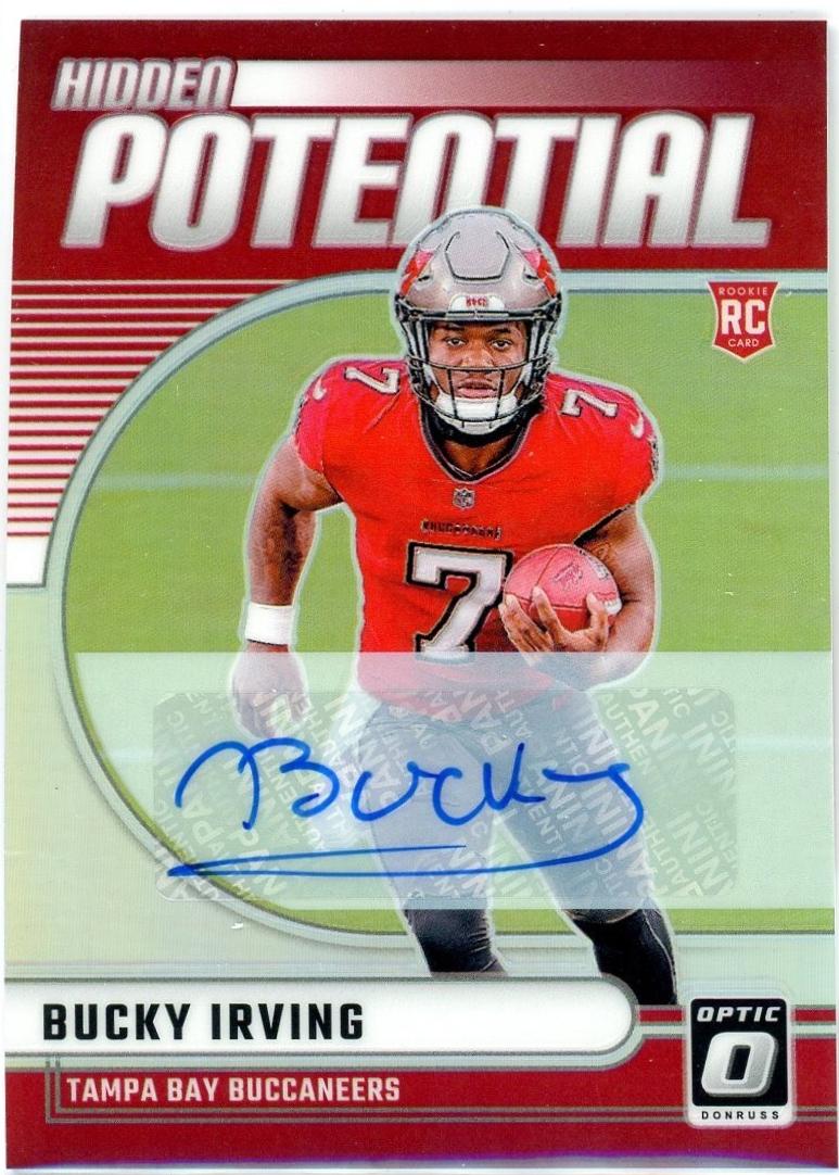 Bucky Irving #6 Football Cards 2024 Panini Donruss Optic Hidden Potential Autograph