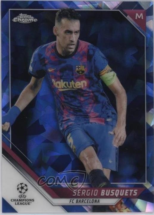 Sergio Busquets #42 2021 Topps Chrome Sapphire UEFA Champions League