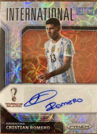 Cristian Romero Soccer Cards 2022 Panini Prizm World Cup International Ink Autograph