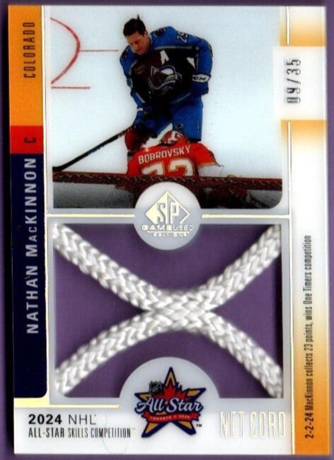 Nathan MacKinnon #ASN-NM Hockey Cards 2024 SP Game Used All Star Skills Net Cord Relic