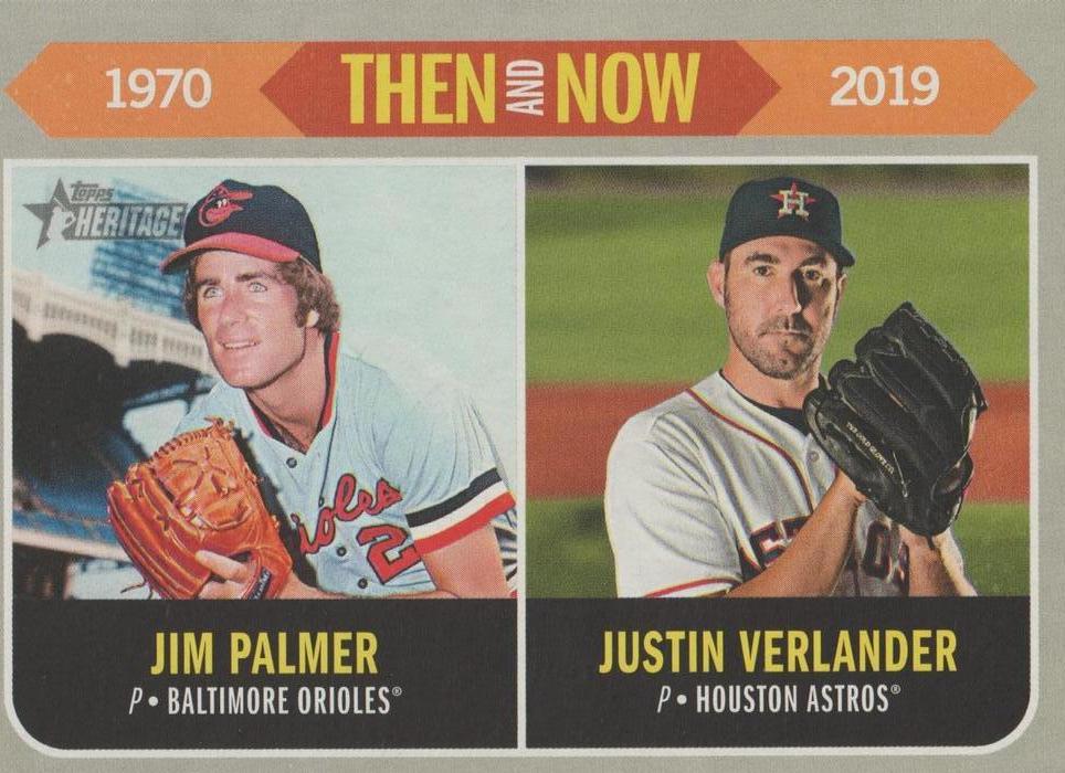 Jim Palmer & Justin Verlander #TN-12 Baseball Cards 2019 Topps Heritage Then and Now