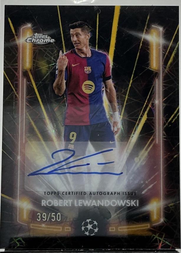 Robert Lewandowski #BLA-RL 2024 Topps Chrome UEFA Black Lazer Autograph