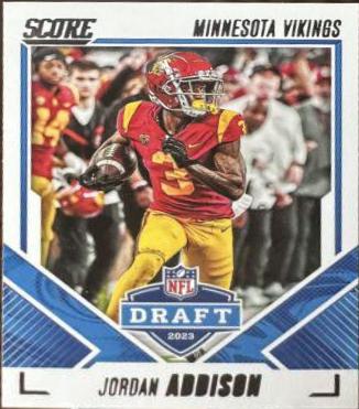 Jordan Addison #8 Football Cards 2023 Panini Score NFL Draft