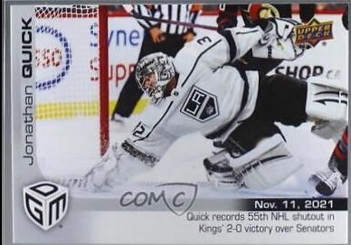 Jonathan Quick #16 Hockey Cards 2021 Upper Deck Game Dated Moments