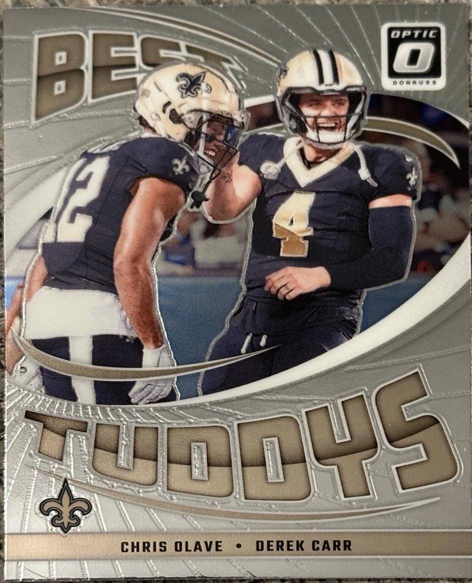 Chris Olave / Derek Carr #17 Football Cards 2024 Panini Donruss Optic Best Tuddys