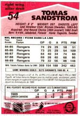 Tomas Sandstrom #54 Hockey Cards 1989 O-Pee-Chee
