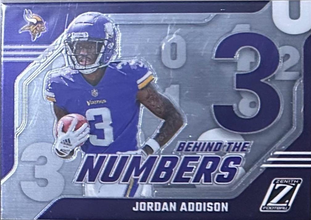Jordan Addison #14 Football Cards 2023 Panini Zenith Behind the Numbers