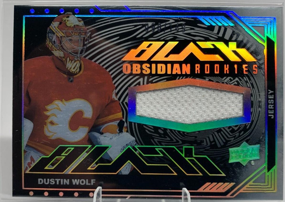 Dustin Wolf #ORJ-DW Hockey Cards 2023 SPx UD Black Obsidian Rookie Jersey