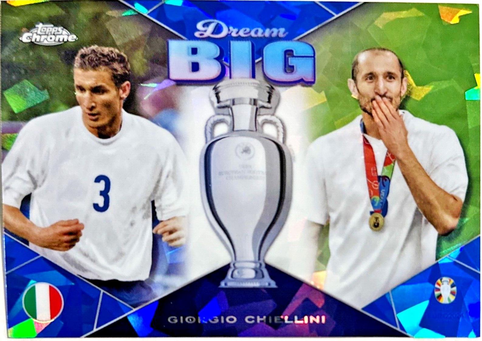 Giorgio Chiellini #DB-3 Soccer Cards 2024 Topps Chrome Sapphire UEFA Euro Dream Big
