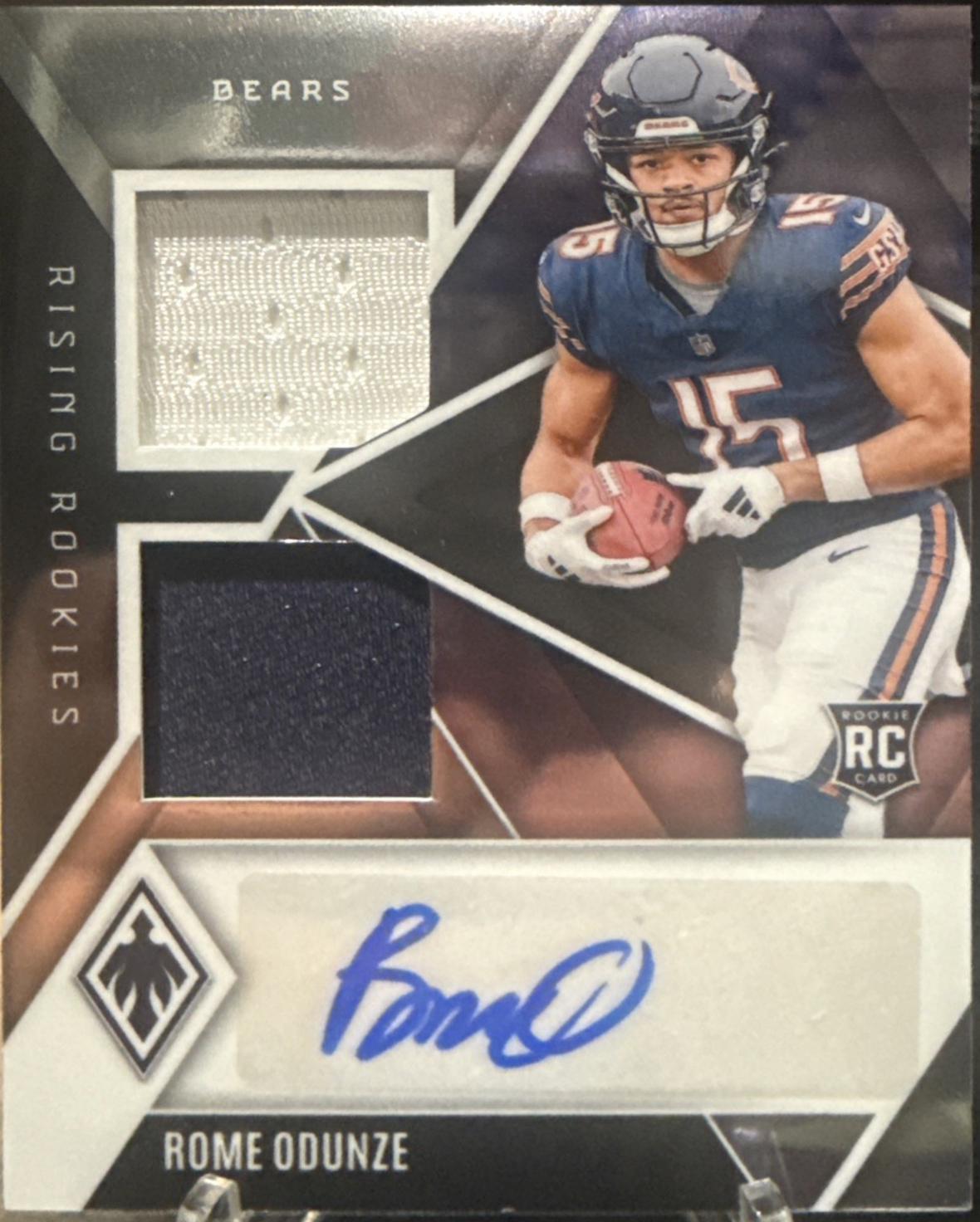 Rome Odunze #RRDP-ROE Football Cards 2024 Panini Phoenix Rising Rookies Dual Patch Autograph
