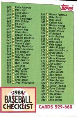 Checklist 529-660 #646 Baseball Cards 1984 Topps