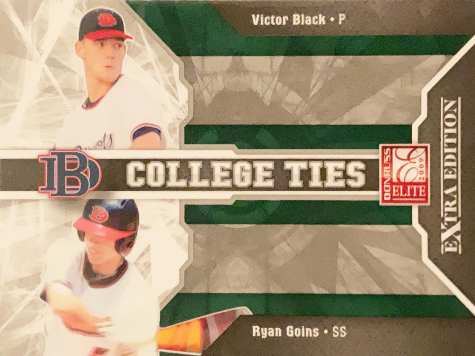 Victor Black/Ryan Goins #16 Baseball Cards 2009 Donruss Elite Extra Edition College Ties Green