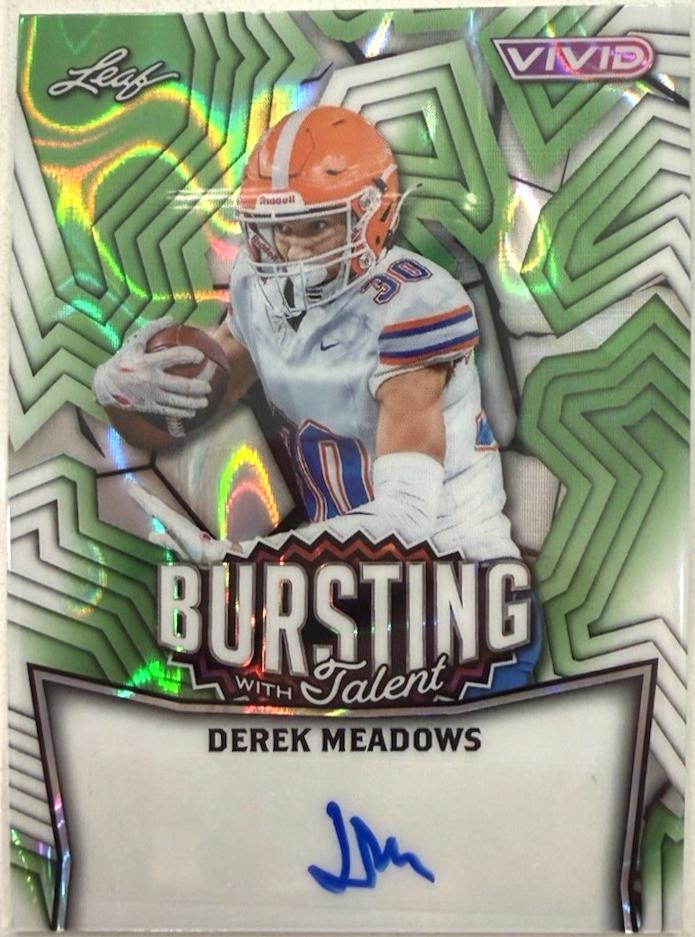 Derek Meadows #TA-DM1 2025 Leaf Vivid Football Bursting With Talent Autographs
